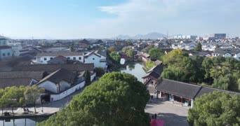 旅拍风景,配音,知识,树木,高楼,村落,河流,全景