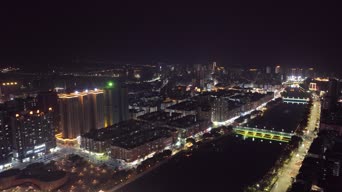 旅拍风景,夜景,高楼,城市,全景