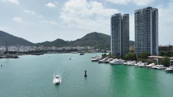 旅拍风景,配音,美景,旅拍,高楼,树木,港口,全景