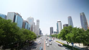 旅拍风景,配音,高楼,树木,城市,全景,陆家嘴金融贸易区