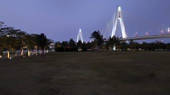 旅拍风景,美景,城市,树木,高楼,桥梁,全景,海口世纪大桥