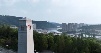 旅拍风景,配音,树木,高楼,城市,全景