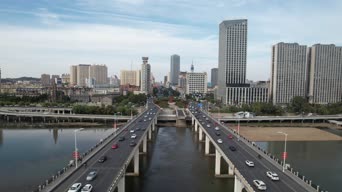 旅拍风景,城市,配音,美景,高楼,公共汽车,桥梁,高楼大厦,全景