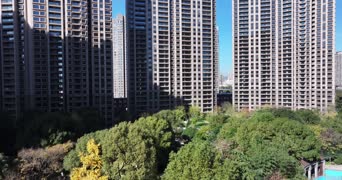 旅拍风景,配音,高楼,公寓,树木,高楼大厦,公寓,全景