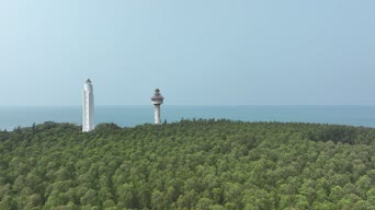 旅拍风景,美景,大自然,大海,记录,树木,植物,灯塔,海滨,全景