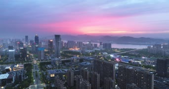 旅拍风景,城市,无人机,高楼,全景