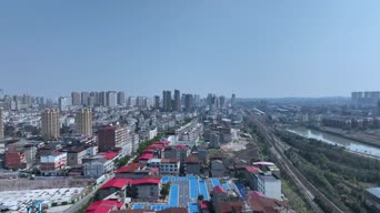 旅拍风景,美景,雪,城市,高楼,城市,全景