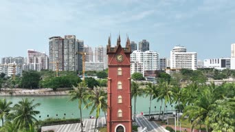 旅拍风景,美景,歌曲演唱,城市,高楼,树木,公寓,供应链,全景,拍呱呱