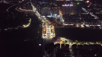 旅拍风景,夜景,高楼,全景