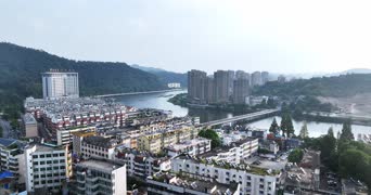 旅拍风景,美景,配音,高楼,树木,城市,全景