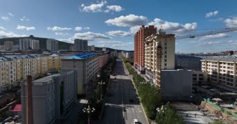 旅拍风景,美景,城市,旅拍,记录,高楼,树木,公寓,街道,全景