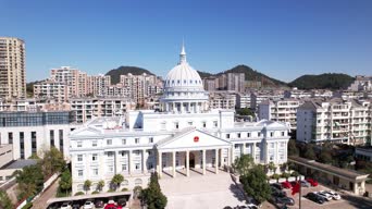 旅拍风景,美景,城市,抗疫,抗击疫情,高楼,树木,全景