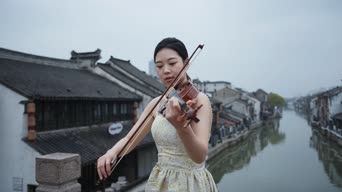 乐器演奏,配音,知识,衣服,弹小提琴,全景,秦淮河-夫子庙游船码头