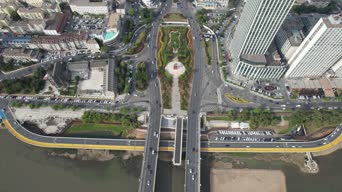 旅拍风景,旅拍,城市,火车,高楼,全景