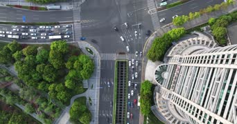旅拍风景,旅拍,美景,歌曲演唱,高楼,公寓,树木,人行横道,全景