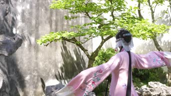 美女帅哥,配音,植物,衣服,树木,花,全景