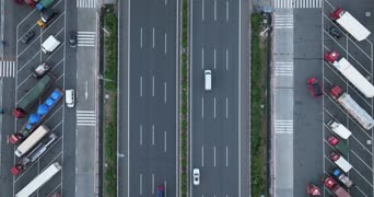 旅拍风景,交通,城市,高楼,人行横道,全景