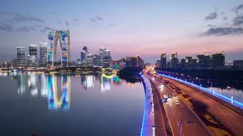 旅拍风景,城市,夜景,高楼,全景