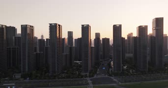 旅拍风景,美景,城市,夜景,夕阳,高楼,高楼大厦,全景