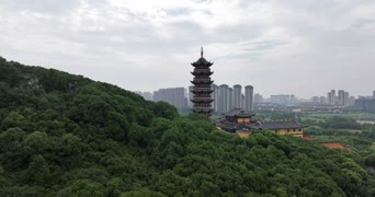 旅拍风景,美景,大自然,农村,旅拍,高楼,树木,古塔,全景