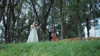 乐器演奏,配音,树木,植物,衣服,全景