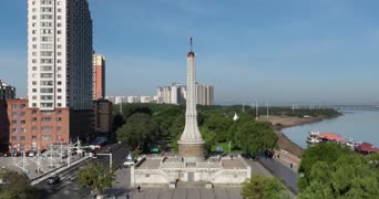 旅拍风景,美景,城市,高楼,树木,公寓,城市,全景