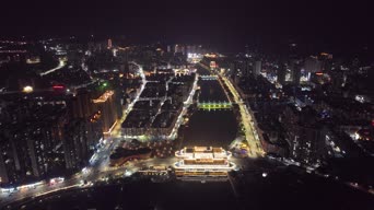 旅拍风景,夜景,高楼,城市,全景