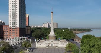 旅拍风景,配音,知识,高楼,树木,纪念碑,全景