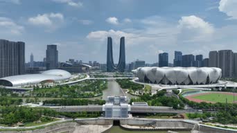 旅拍风景,配音,知识,高楼,城市,全景,杰·普利策克露天音乐厅