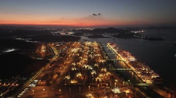 旅拍风景,美景,夕阳,大海,夜景,高楼,树木,村落,全景