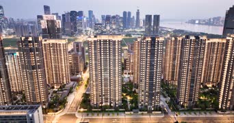 旅拍风景,美景,城市,vlog,高楼,足球场,全景