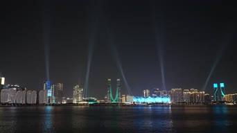 旅拍风景,夜景,高楼,全景,老白渡滨江绿地