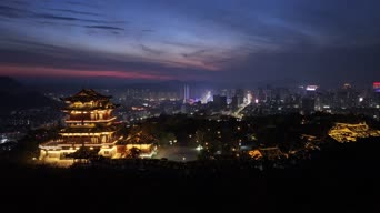 旅拍风景,夜景,高楼,城市,全景