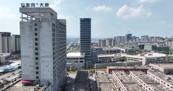 旅拍风景,美景,城市,雪,高楼,城市,全景