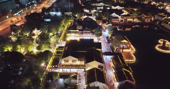 旅拍风景,夜景,记录,树木,城市,全景