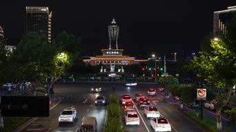 旅拍风景,夜景,高楼,城市,全景