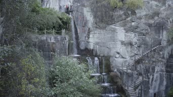 旅拍风景,美景,大自然,树木,植物,瀑布,全景