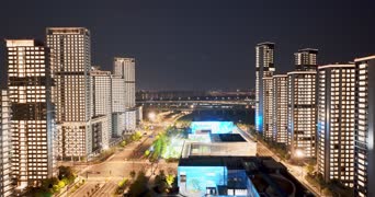 旅拍风景,夜景,高楼,全景