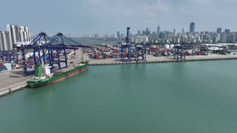 旅拍风景,高楼,港口,全景