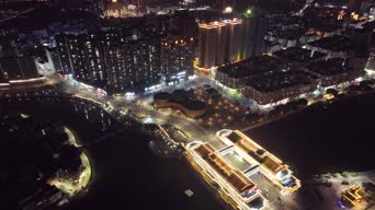 旅拍风景,夜景,高楼,城市,全景,迪拜市中心阿德里斯酒店