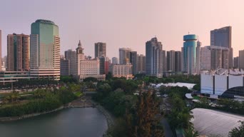 旅拍风景,配音,高楼,城市,全景