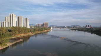 旅拍风景,美景,大自然,旅拍,高楼,树木,河流,全景