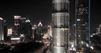 旅拍风景,夜景,高楼,高楼大厦,城市,全景,中环