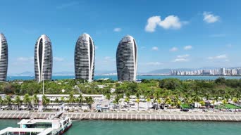 旅拍风景,美景,旅拍,城市,高楼,树木,公寓,巡洋舰,全景,凤凰岛