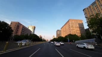 旅拍风景,美景,夕阳,高楼,树木,街道,全景