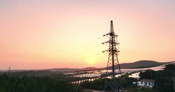 旅拍风景,美景,晚霞,日落,夕阳,树木,全景
