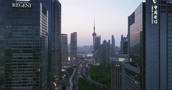 旅拍风景,城市,夜景,美景,高楼,高楼大厦,全景