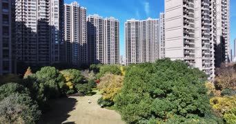 旅拍风景,vlog,城市,高楼,公寓,树木,植物,公寓,全景