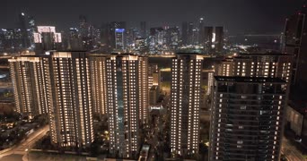 旅拍风景,夜景,高楼,城市,全景