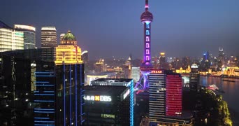 旅拍风景,夜景,美景,高楼,美国,全景,外滩,陆家嘴